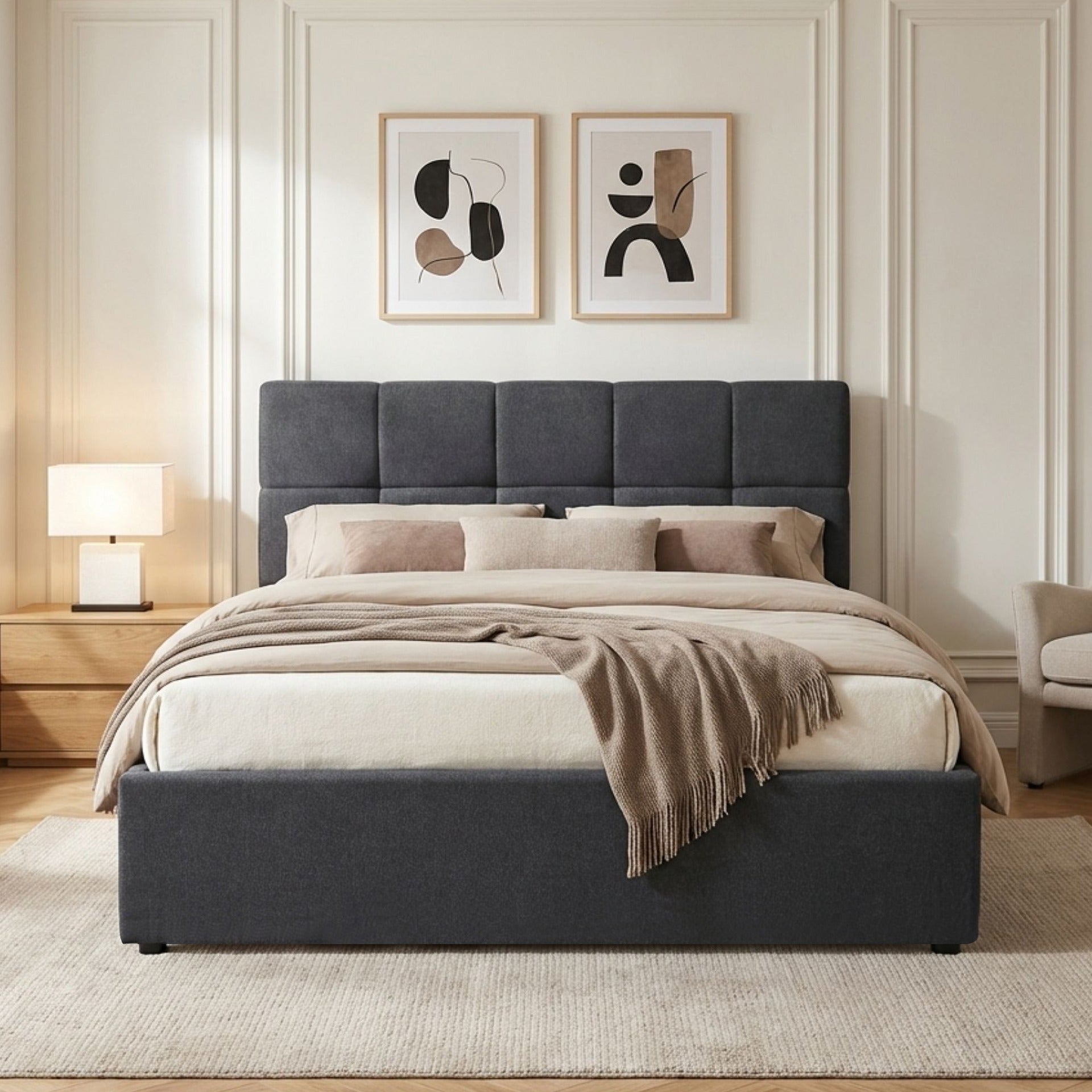 Elizabeth Double Gas Lift Bed Frame - Dark Grey – Treasurebox