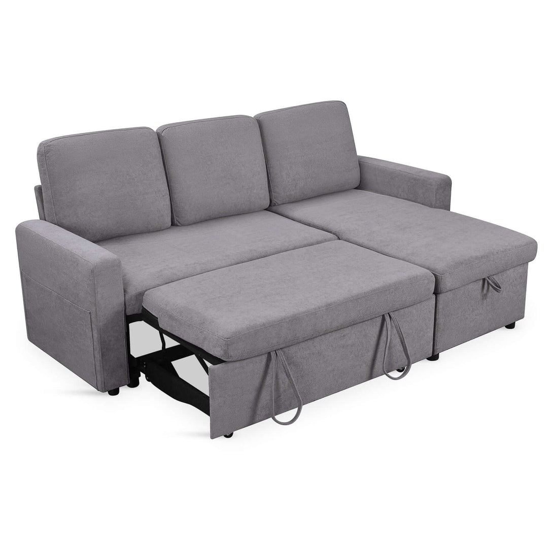 Amy 3 Seater Sofa Bed with Storage - Light Grey