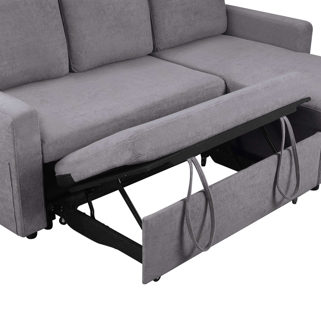Amy 3 Seater Sofa Bed with Storage - Light Grey