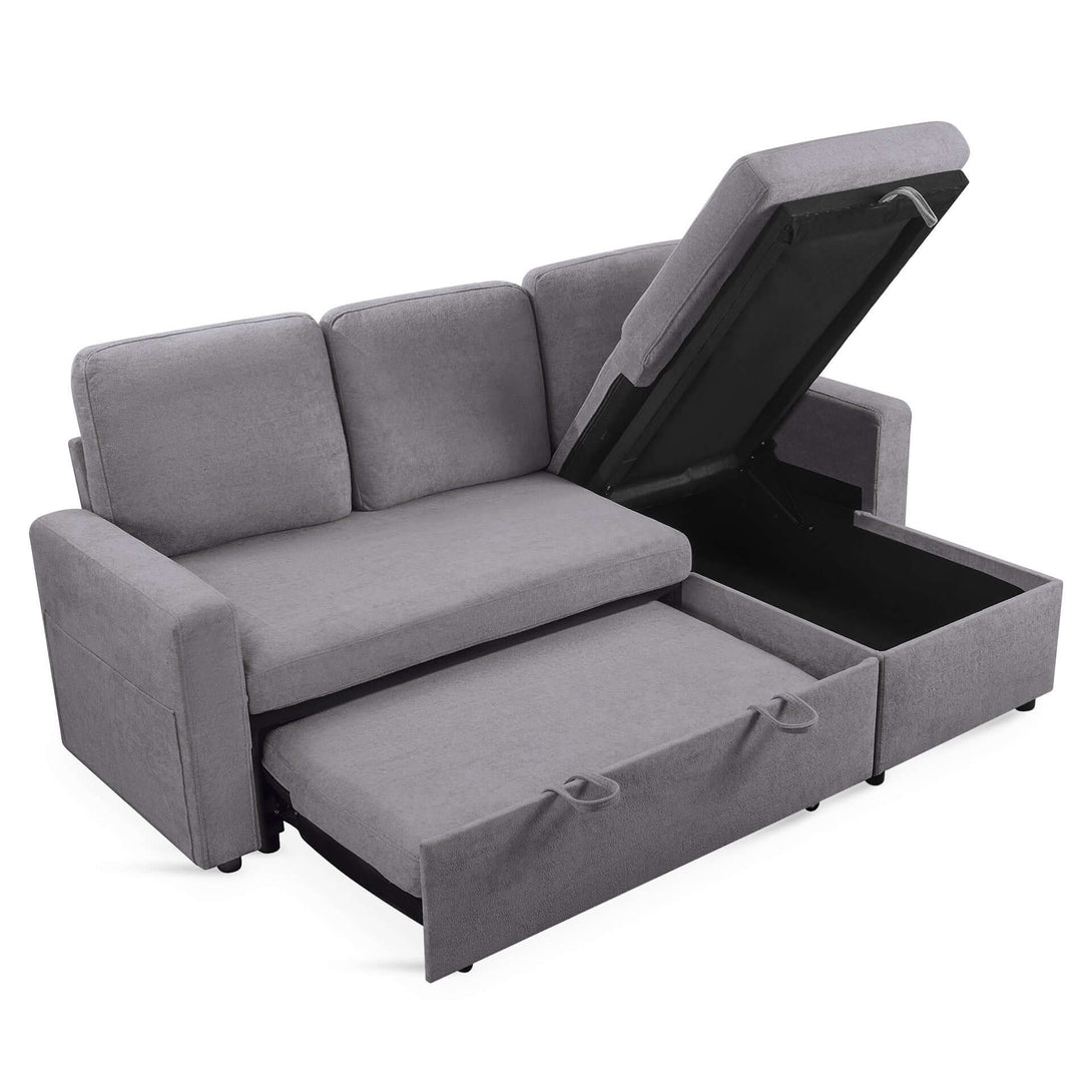 Amy 3 Seater Sofa Bed with Storage - Light Grey