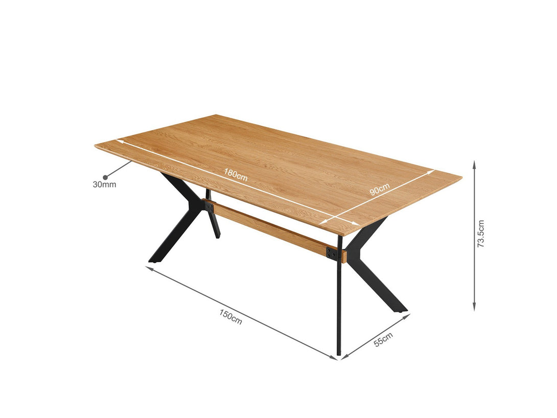 Jackson Dining Table 180 x 90cm - Natural