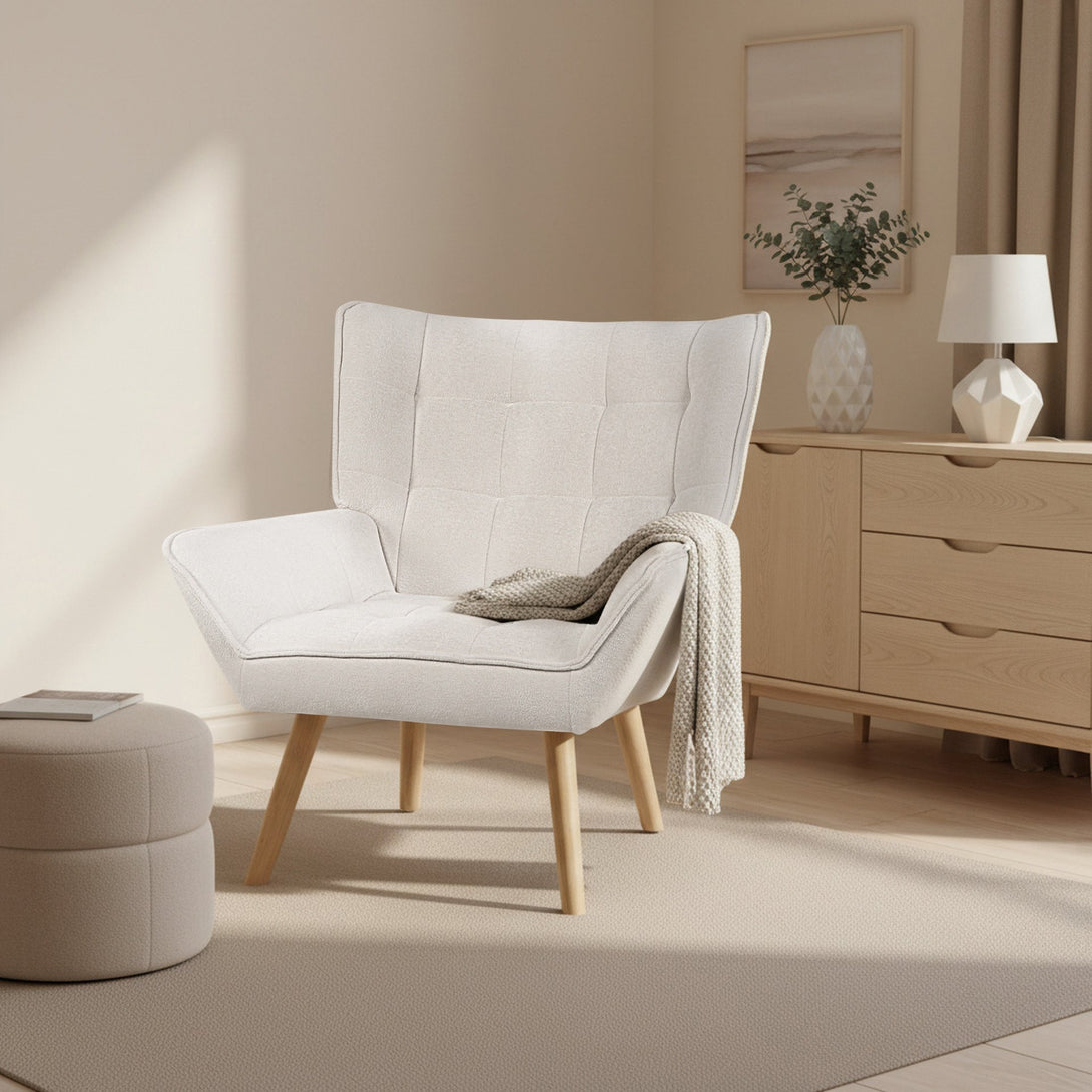 Amelia Rubberwood Armchair - White