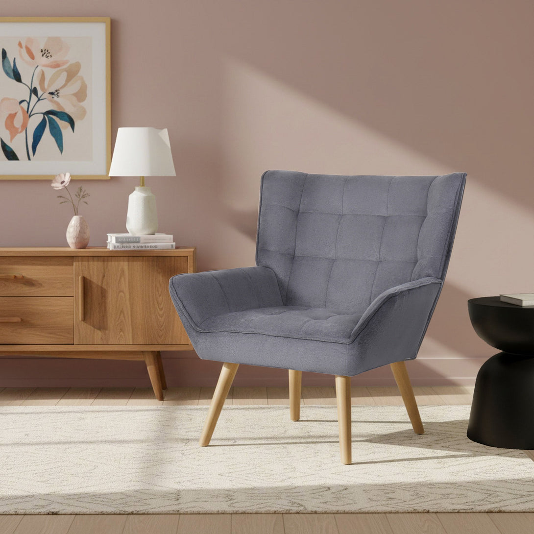 Amelia Rubberwood Armchair - Dark Grey