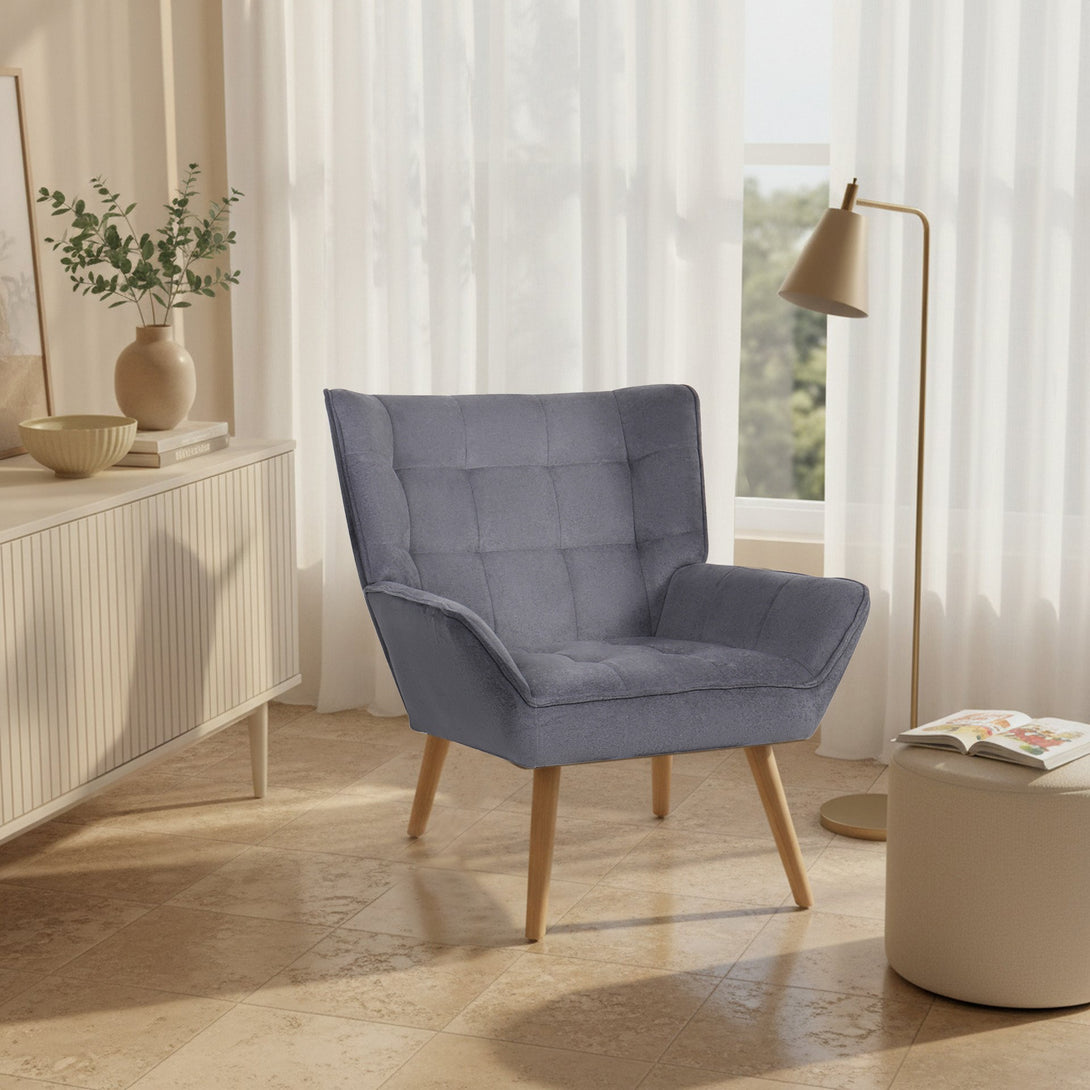 Amelia Rubberwood Armchair - Dark Grey