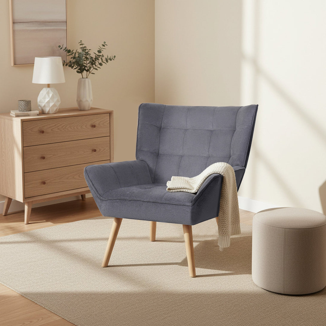 Amelia Rubberwood Armchair - Dark Grey