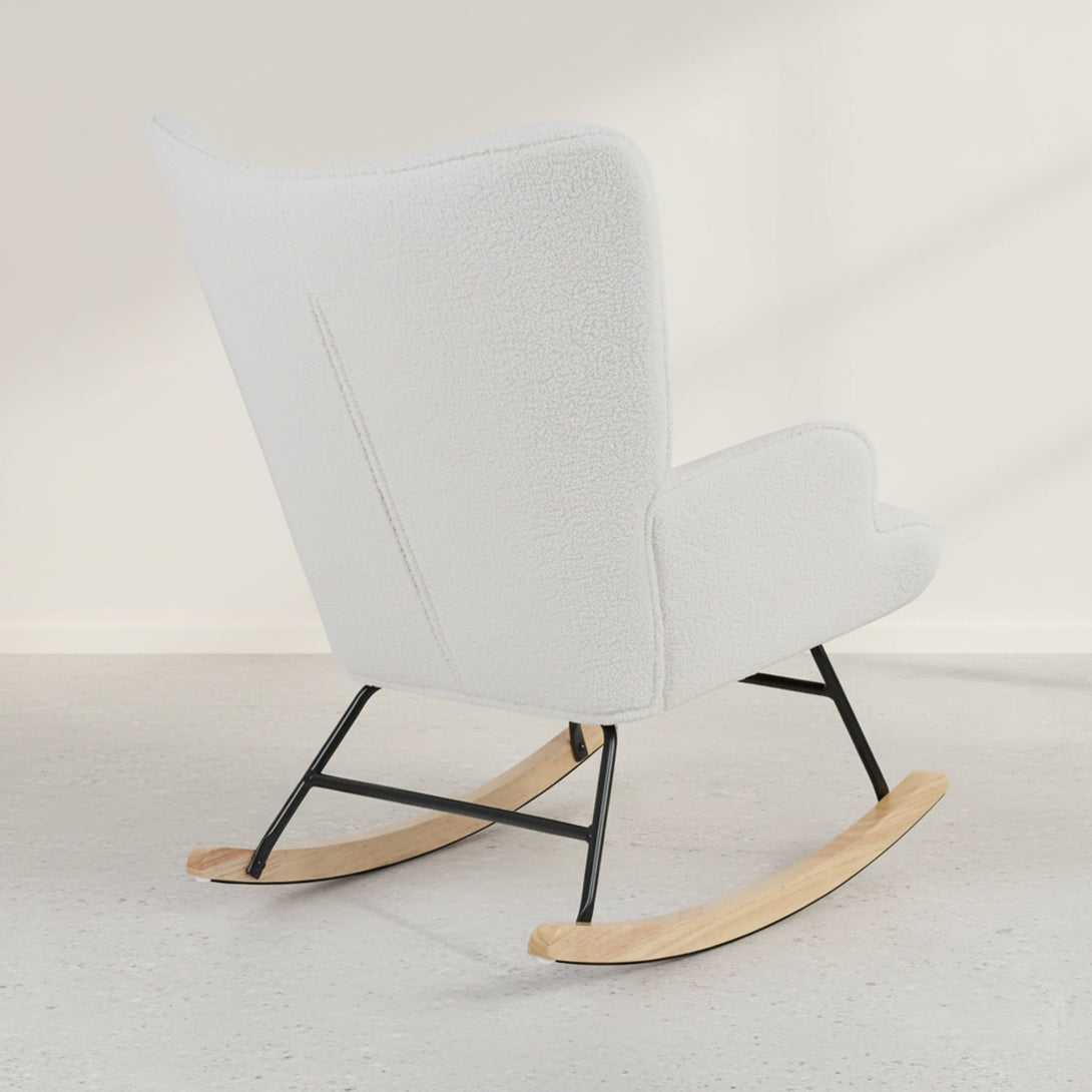 Ava Boucle Rocking Armchair - White