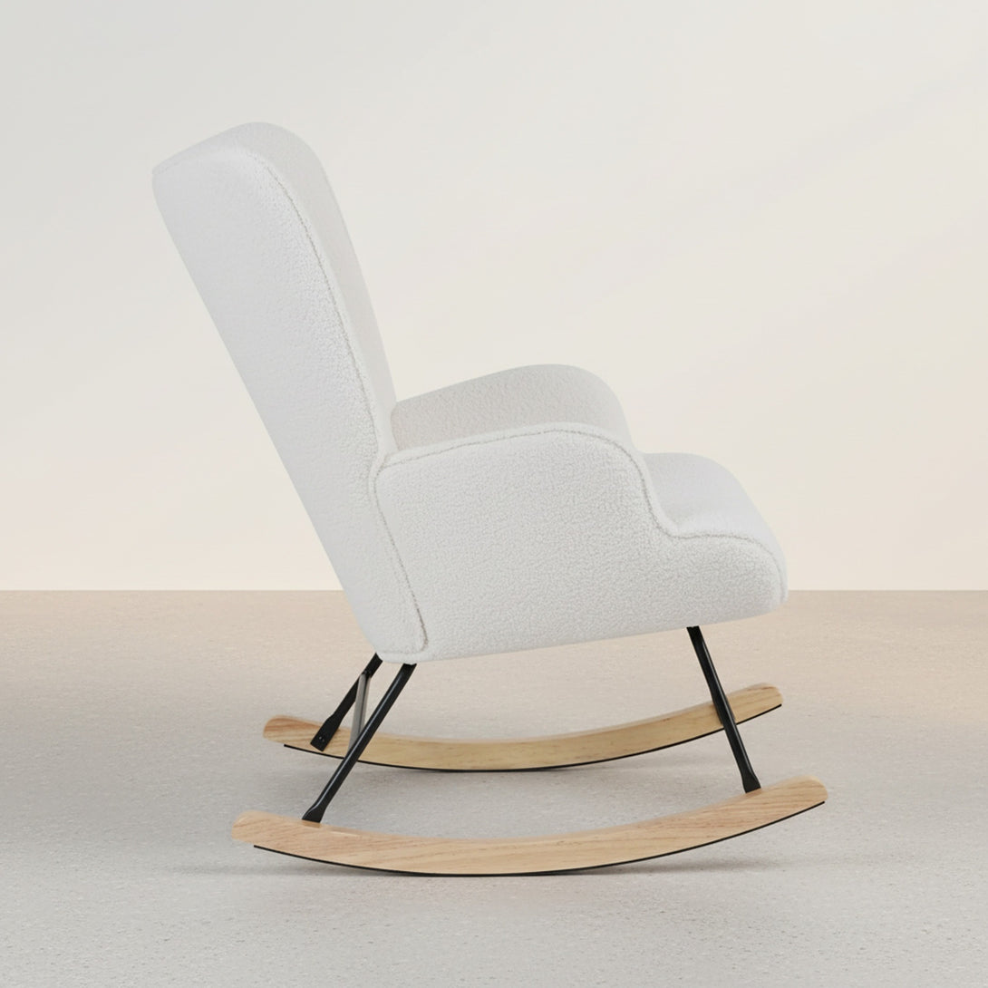 Ava Boucle Rocking Armchair - White