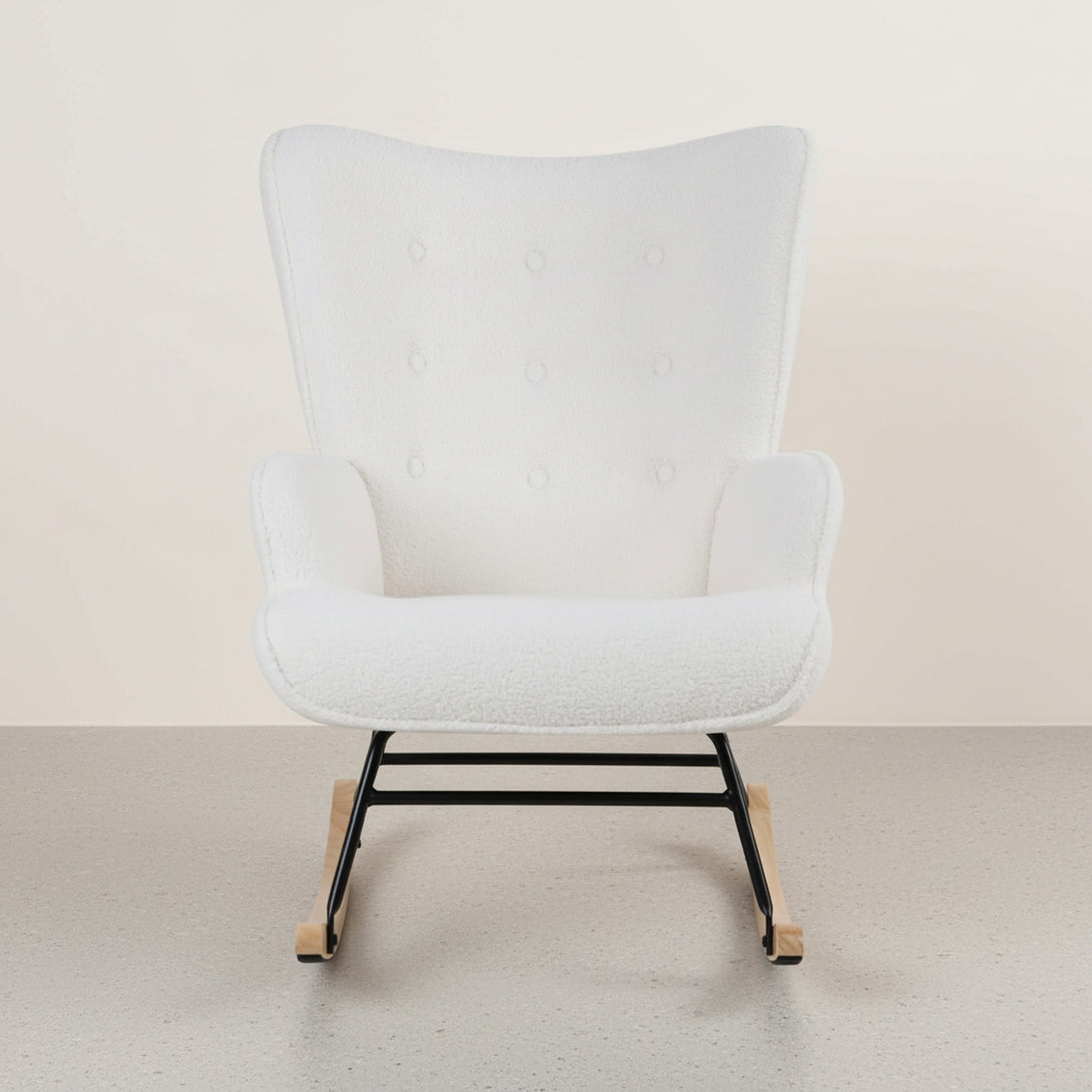 Ava Boucle Rocking Armchair - White
