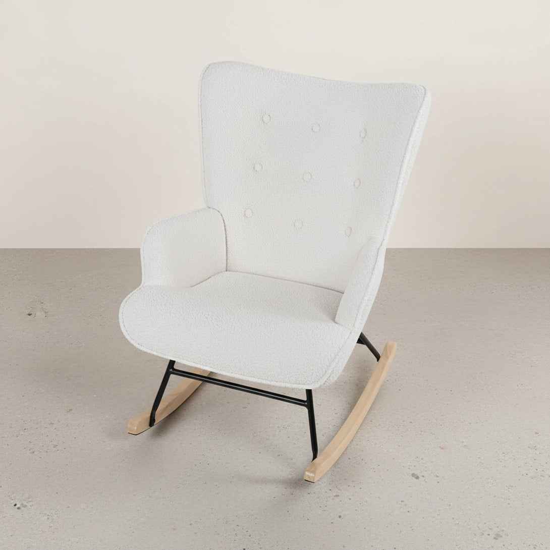 Ava Boucle Rocking Armchair - White