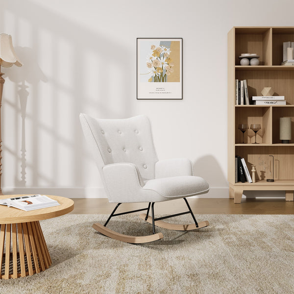 Ava Boucle Rocking Armchair - White