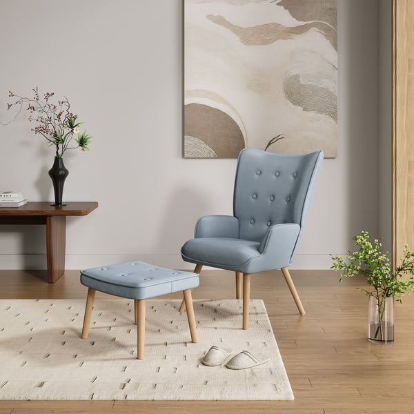 Olivia Armchair with Ottoman - Blue