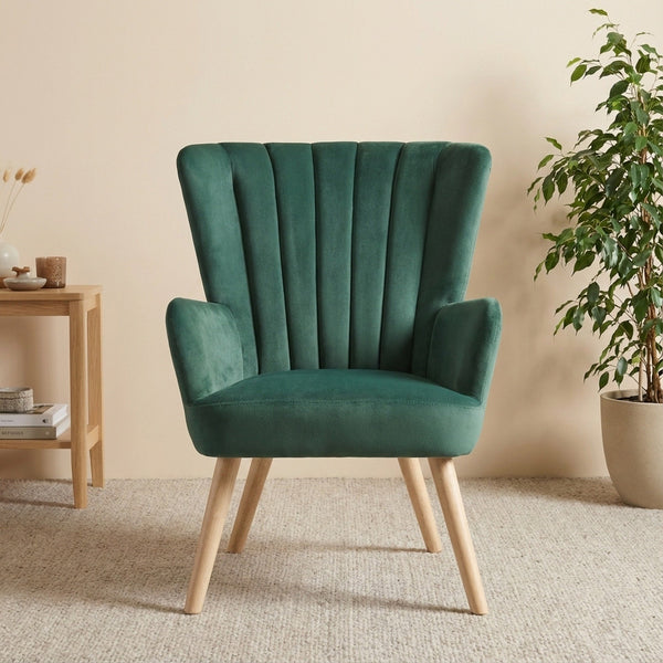 Neil Velvet Armchair - Green
