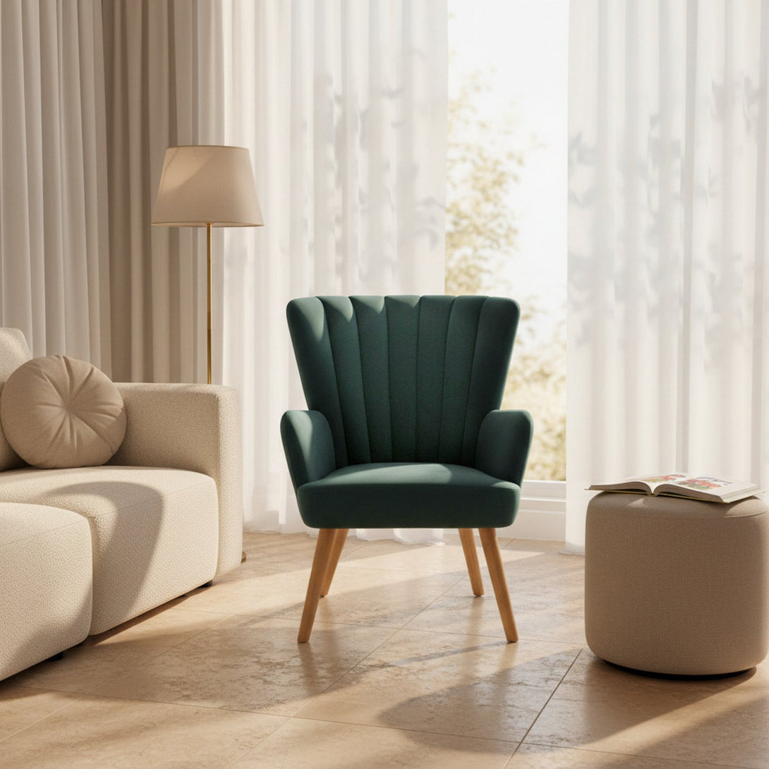 Neil Velvet Armchair - Green