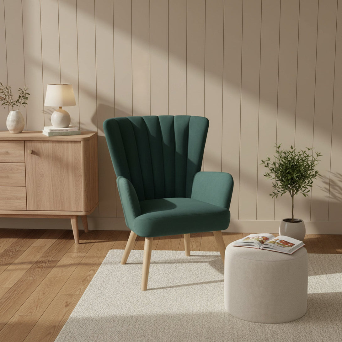 Neil Velvet Armchair - Green