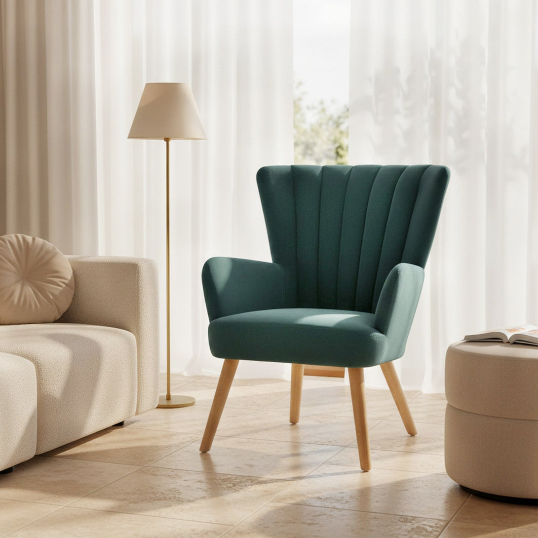 Neil Velvet Armchair - Green