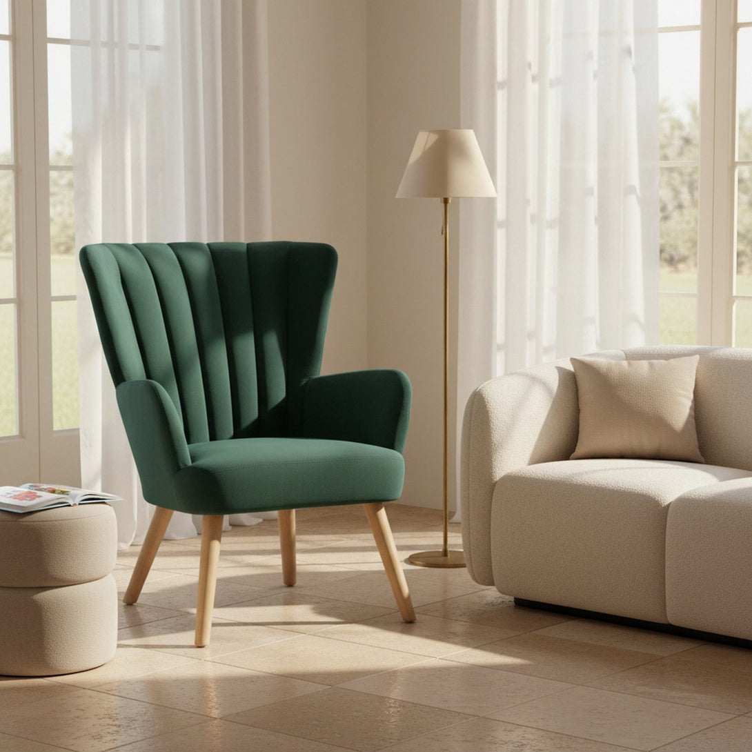 Neil Velvet Armchair - Green