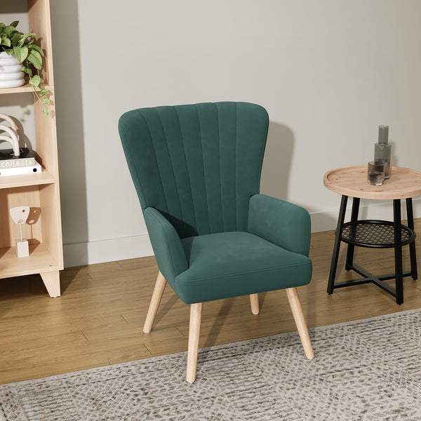 Neil Velvet Armchair - Green