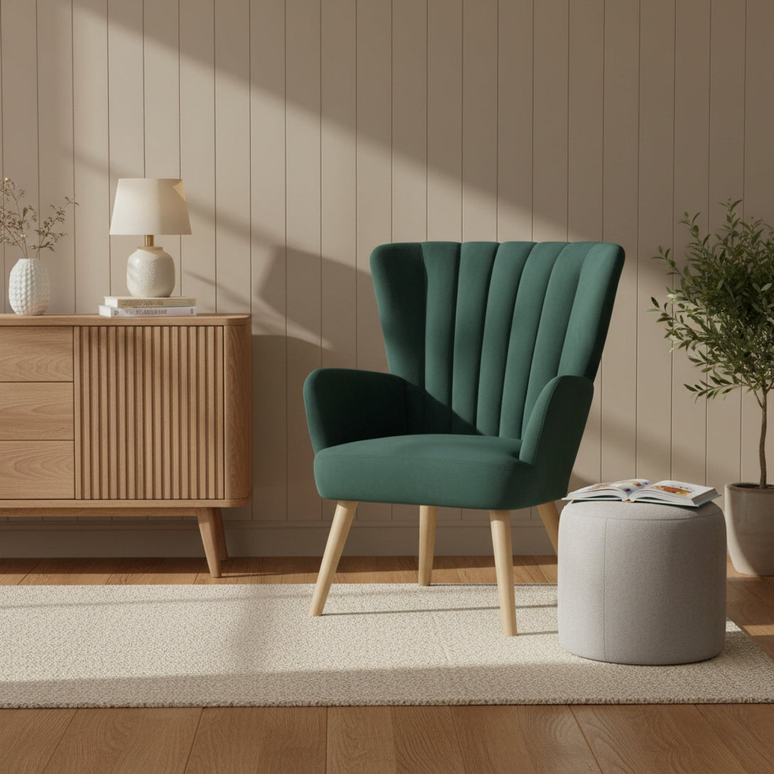 Neil Velvet Armchair - Green