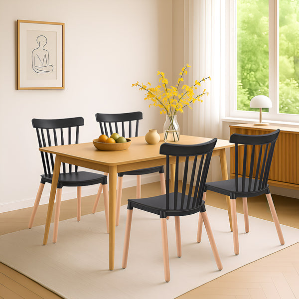 Cooper Dining Chair - Set of 4 - Black + Oak