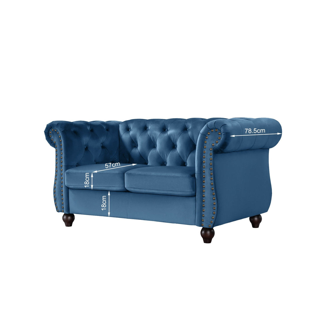 Emily Velvet 2 Seater Sofa – Dark Blue Elegance – Treasurebox