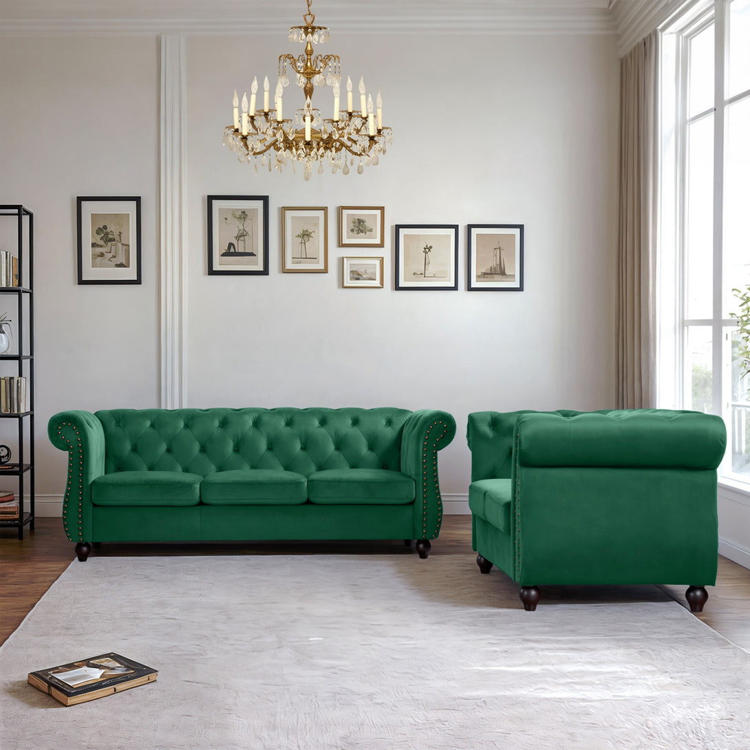 Emily Velvet 2 Seater Sofa – Green