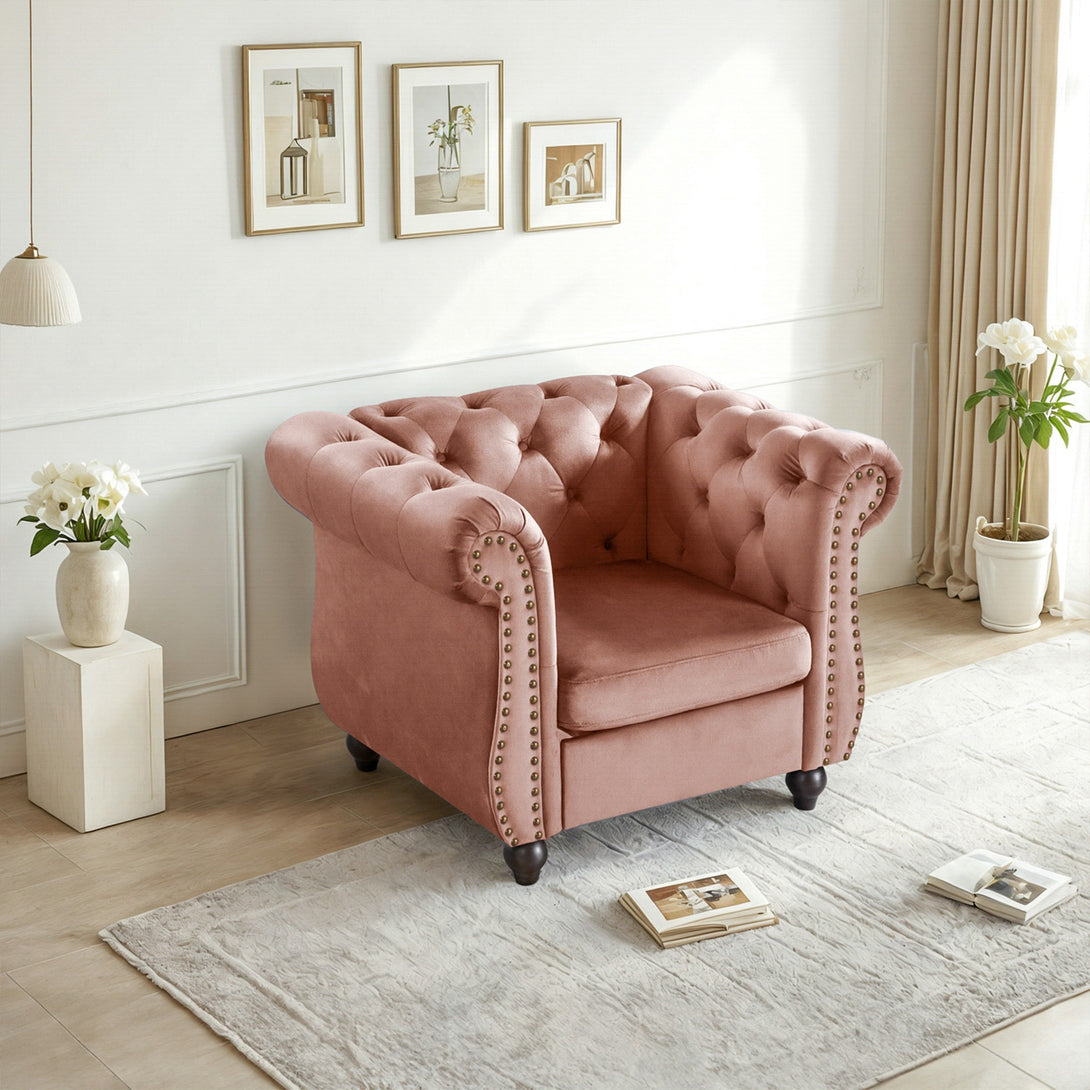 Emily Velvet Occasional Chair – Rose