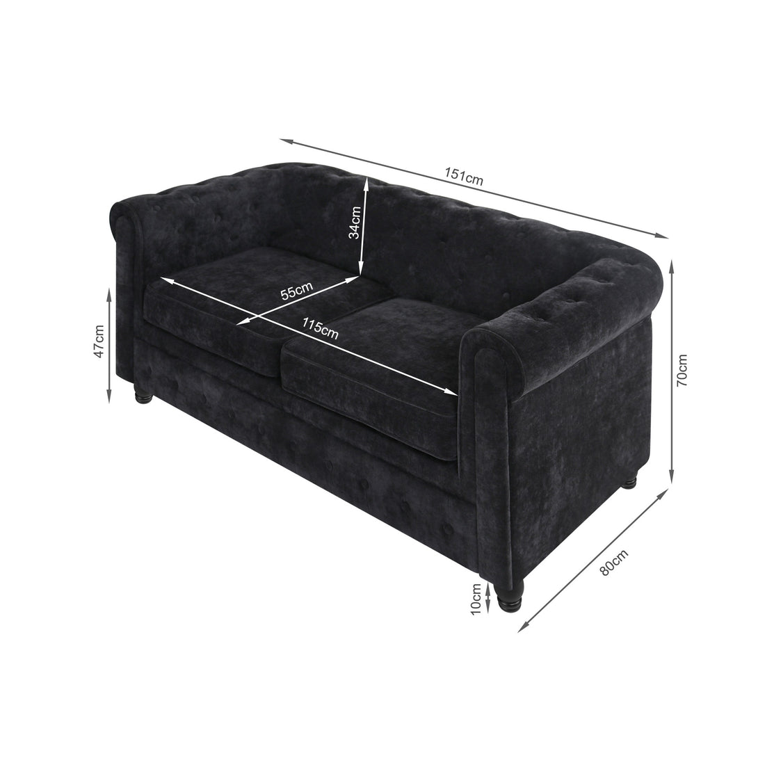 Aviana 2 Seater Sofa - Black