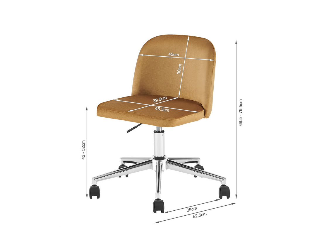 Jones Velvet Office Chair - Ochre