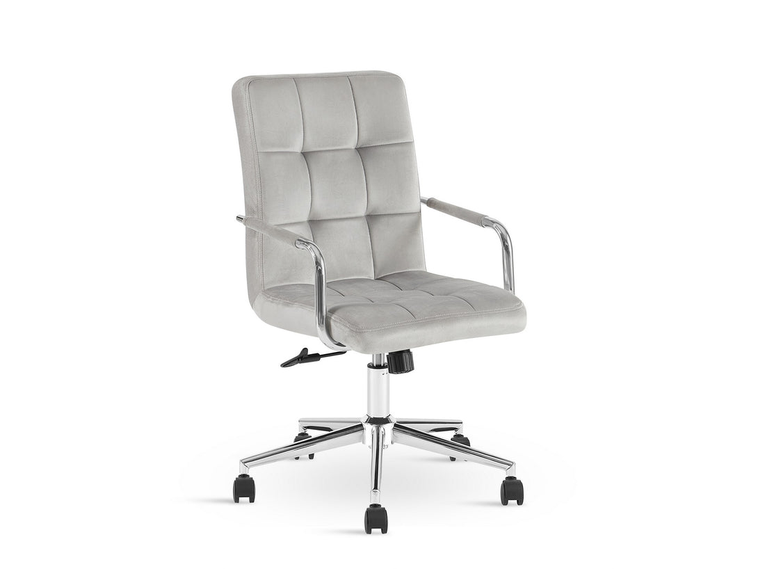 Eliezer Velvet Office Chair - Light Grey