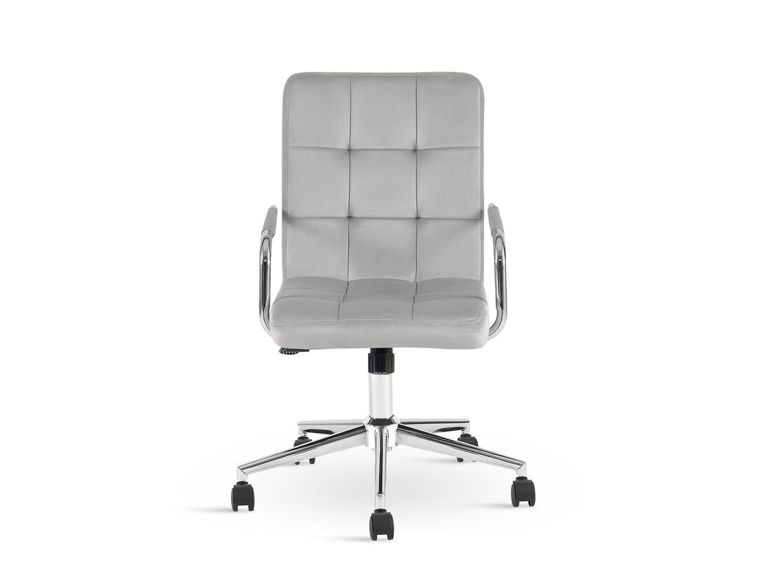 Eliezer Velvet Office Chair - Light Grey