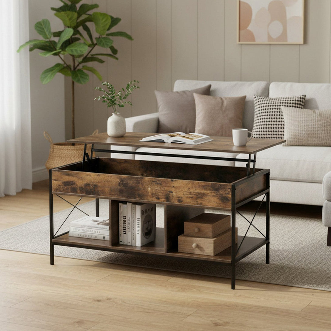 Vault Lift-Top Storage Coffee Table - Rustic Brown