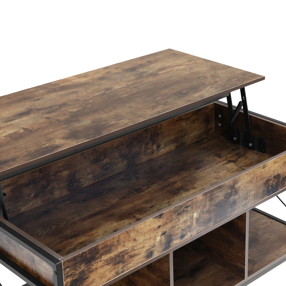 Vault Lift-Top Storage Coffee Table - Rustic Brown