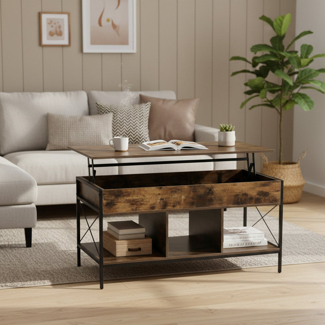 Vault Lift-Top Storage Coffee Table - Rustic Brown