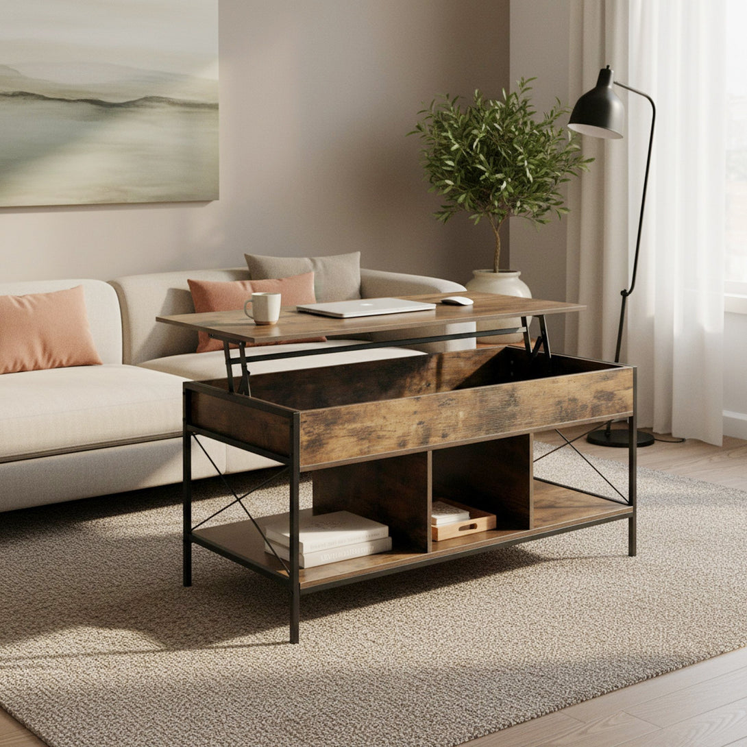 Vault Lift-Top Storage Coffee Table - Rustic Brown