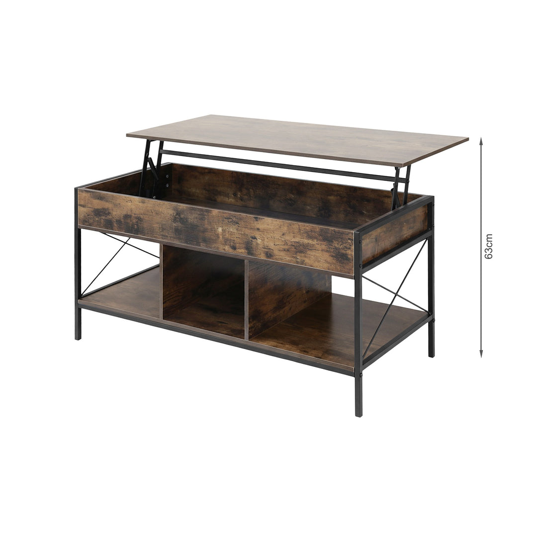 Vault Lift-Top Storage Coffee Table - Rustic Brown