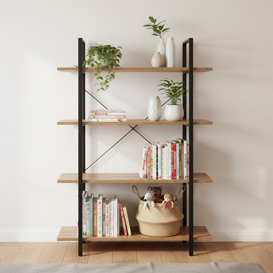 Forge 4-Tier Bookshelf - Rustic Brown
