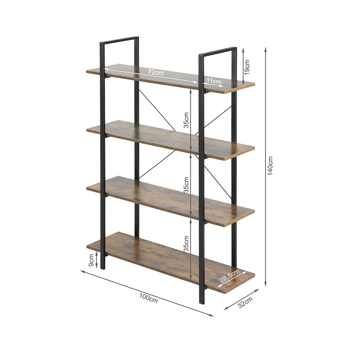 Forge 4-Tier Bookshelf - Rustic Brown