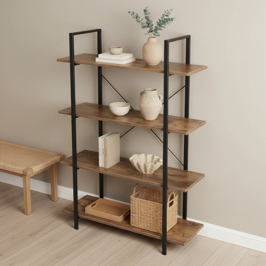 Forge 4-Tier Bookshelf - Rustic Brown