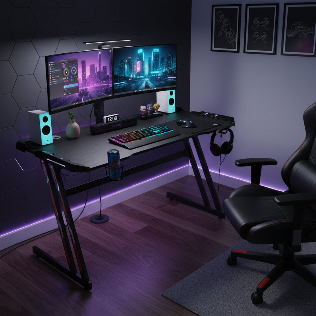 Vortex 120cm Gaming Desk - Carbon Black