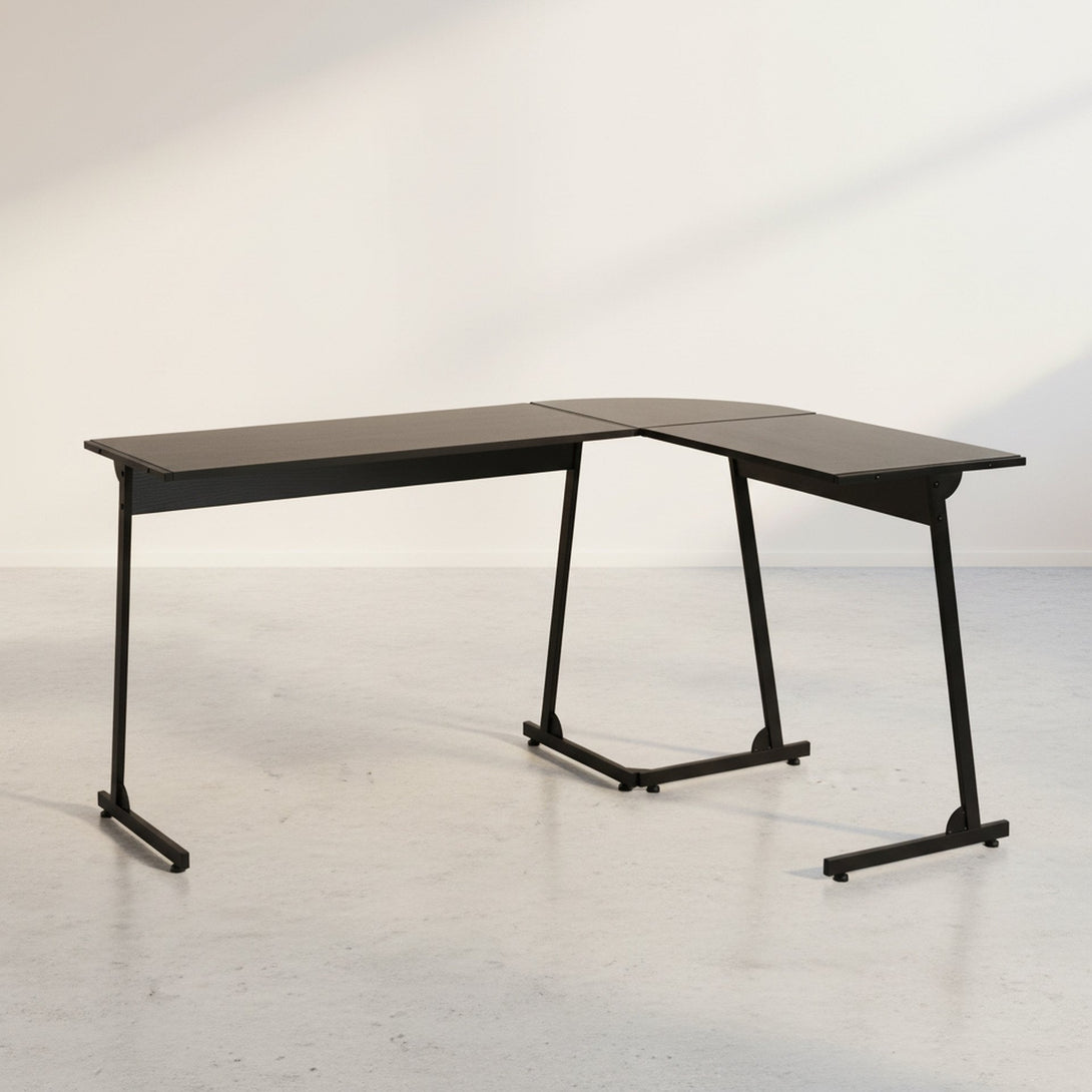 Nordix L-Shaped Computer Corner Desk - Black
