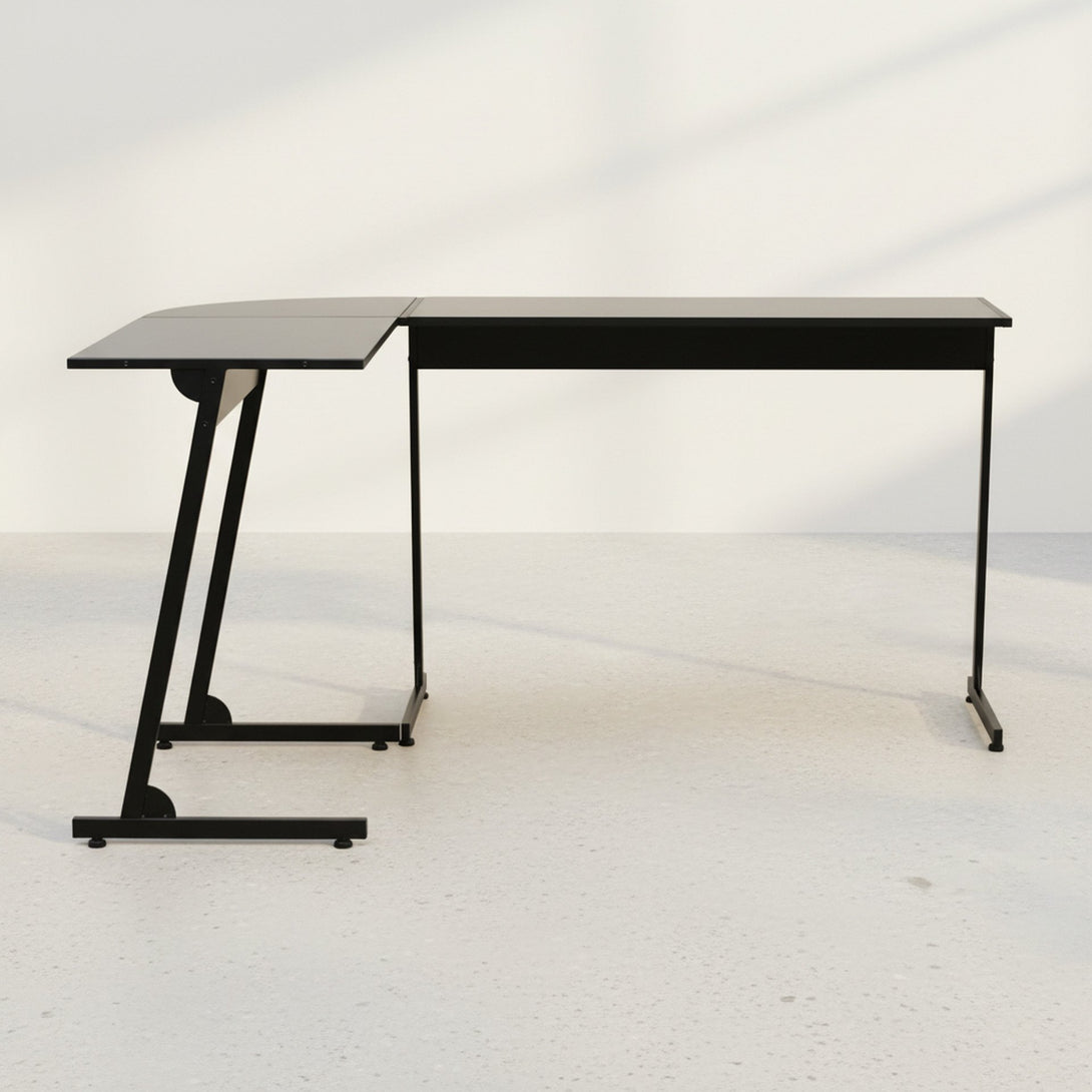 Nordix L-Shaped Computer Corner Desk - Black