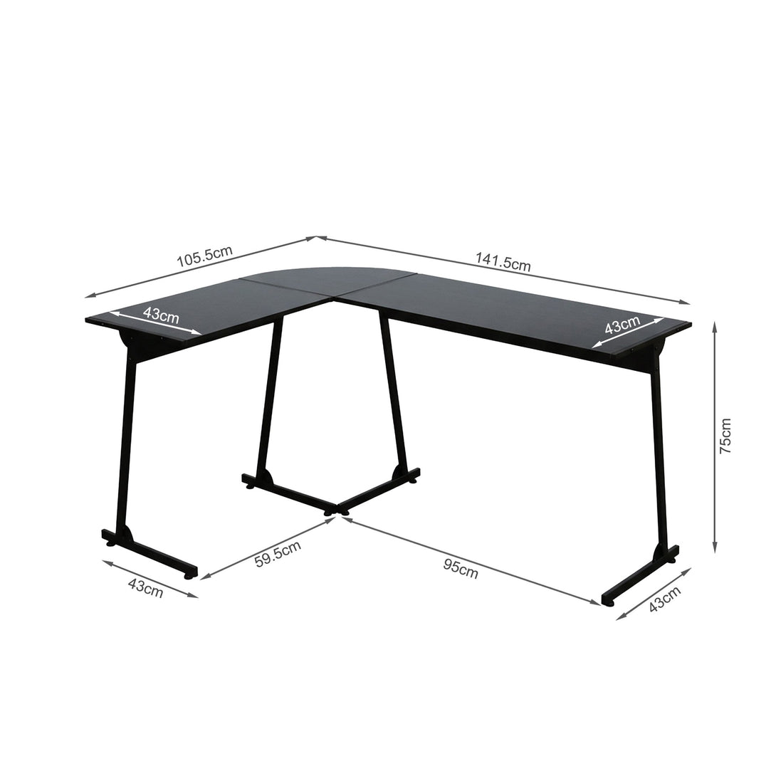 Nordix L-Shaped Computer Corner Desk - Black