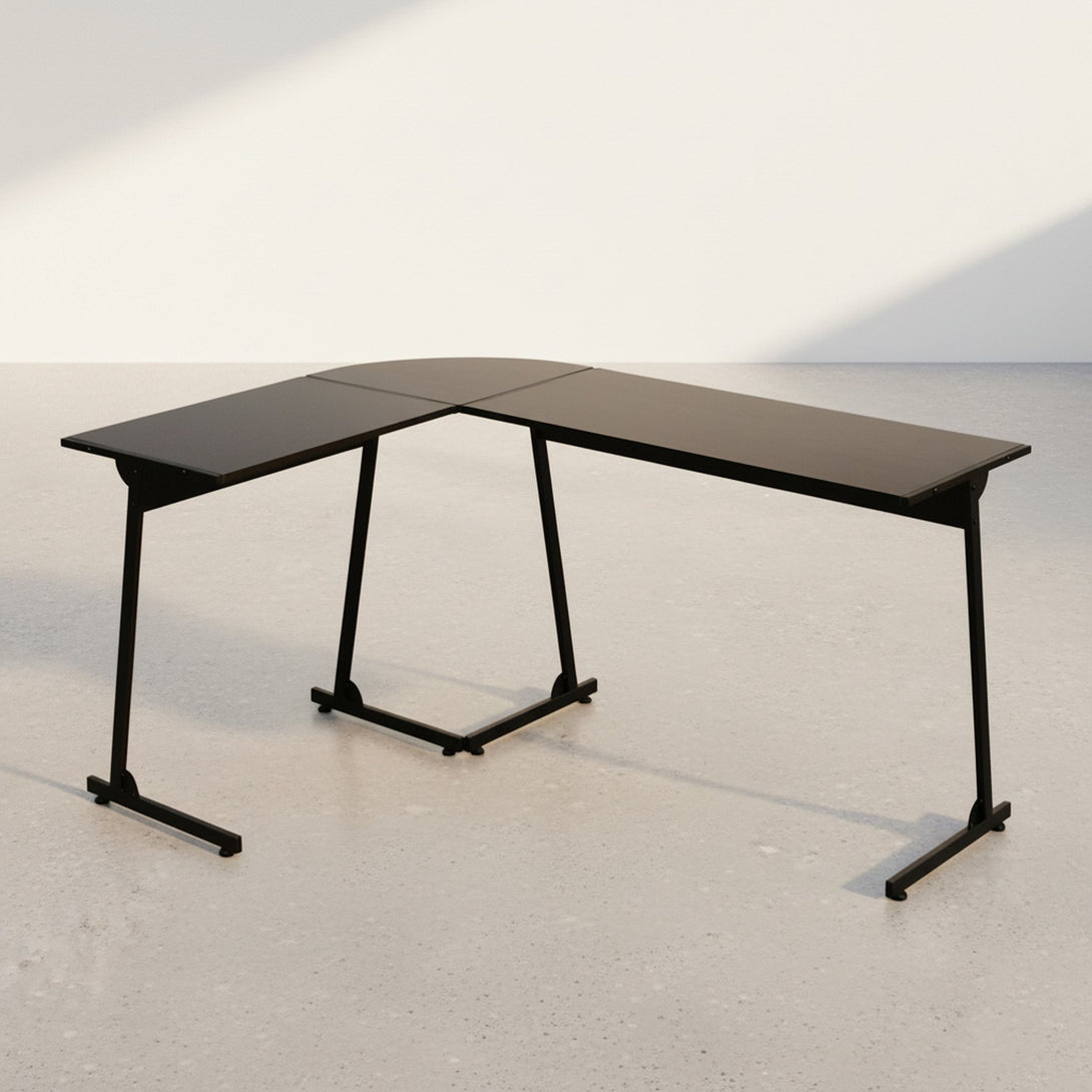 Nordix L-Shaped Computer Corner Desk - Black