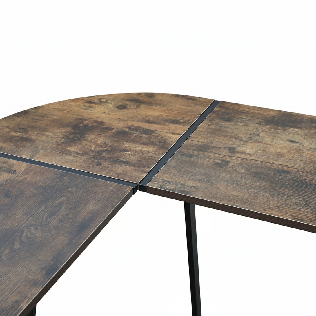 Nordix L-Shaped Computer Corner Desk - Rustic Brown