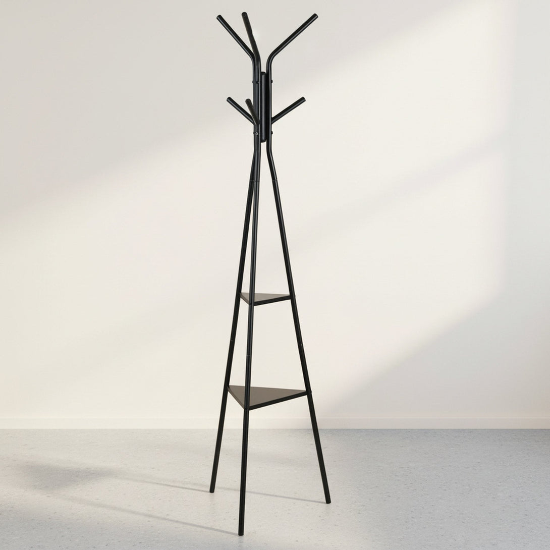 Aero Coat Rack with Storage Shelves - Black