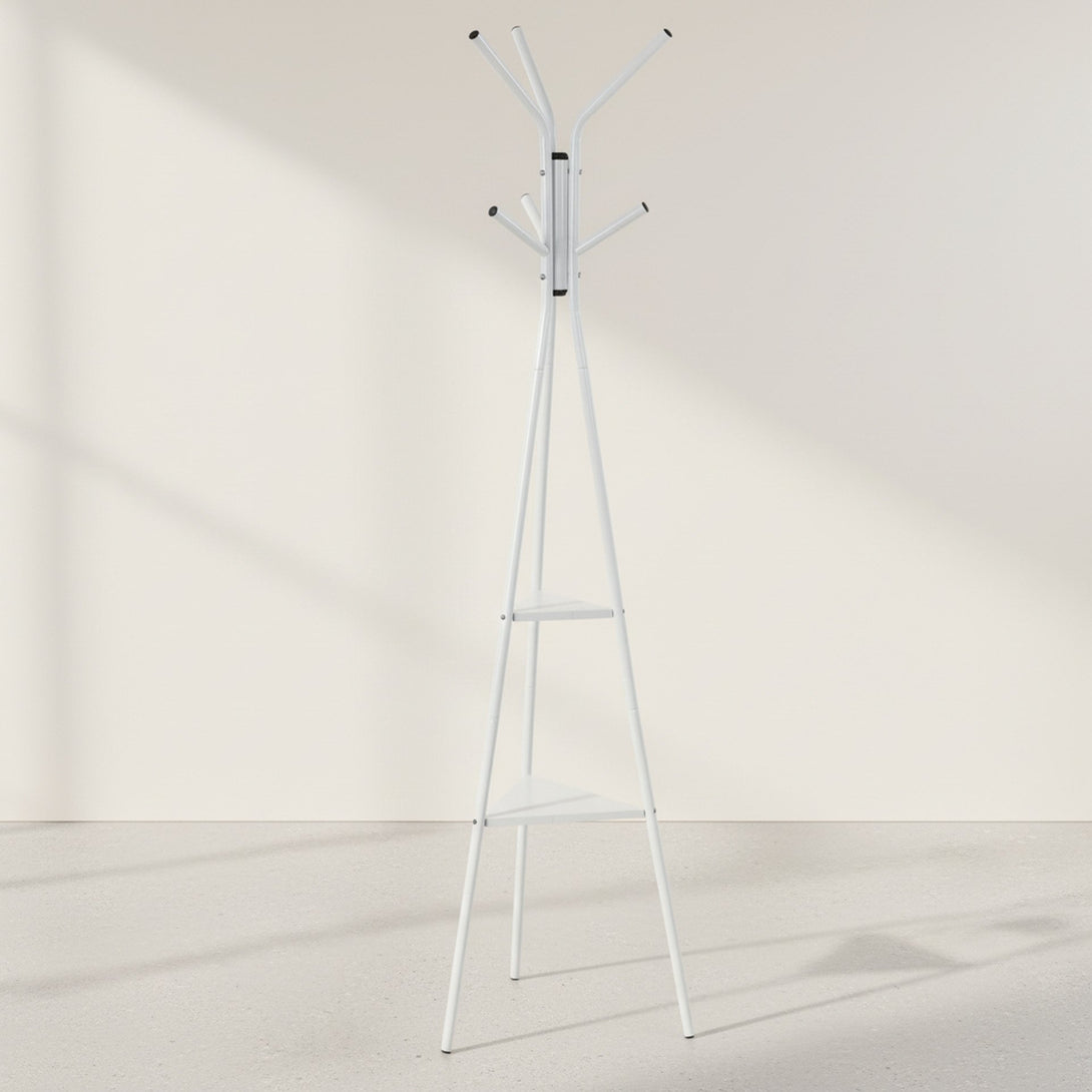 Aero Coat Rack with Storage Shelves - White