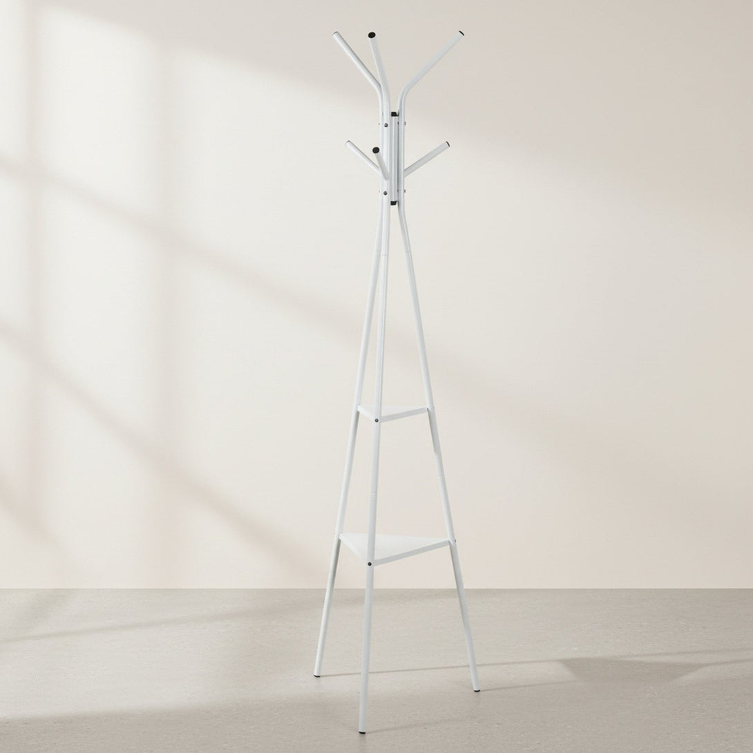 Aero Coat Rack with Storage Shelves - White