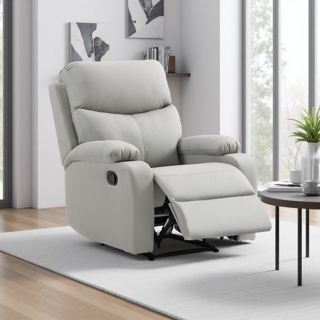 Haven PU Manual Recliner Chair - Light Grey