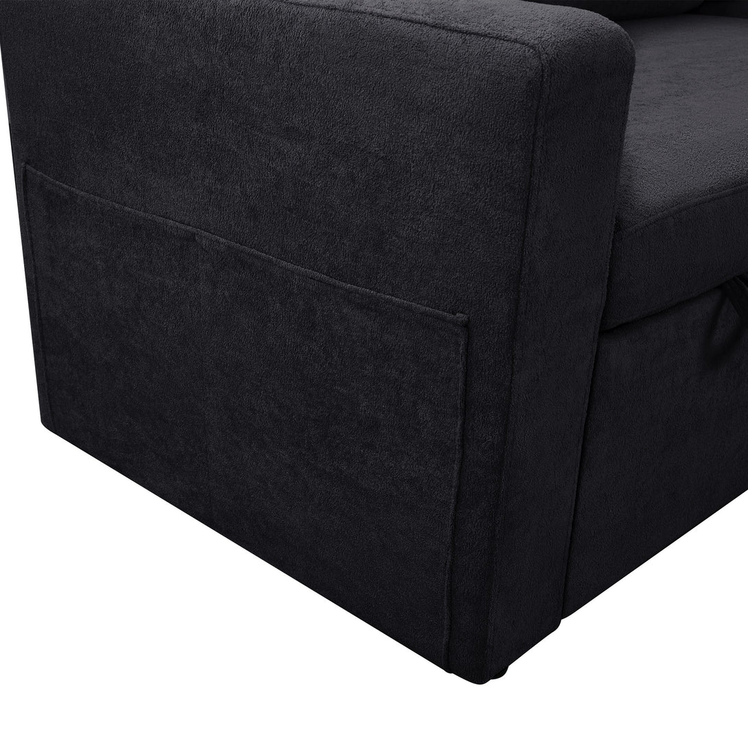 Amy 3 Seater Sofa Bed with Storage - Black