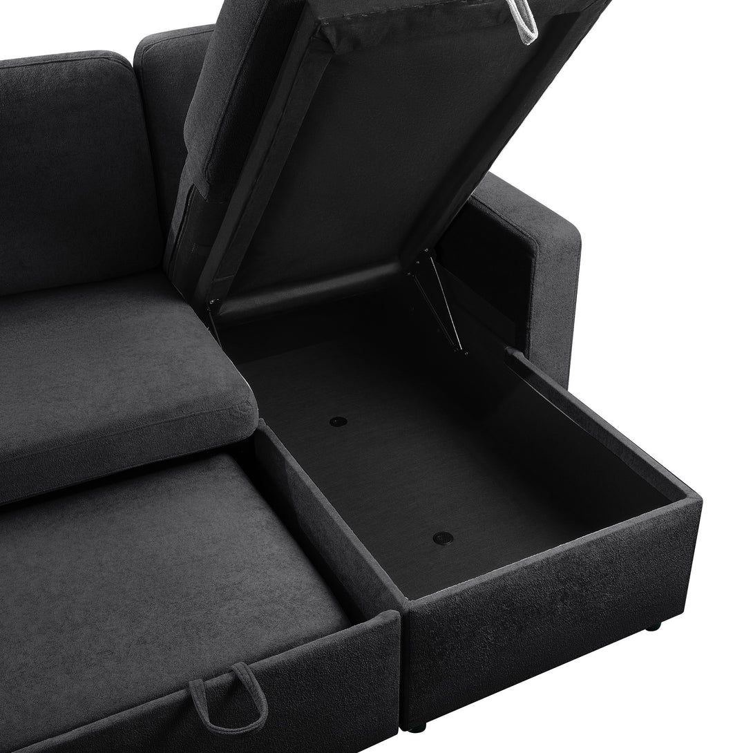Amy 3 Seater Sofa Bed with Storage - Dark Grey